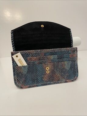 Aimee Kestenberg Genuine Leather Multi-Coloured Snake Print Clutch Wallet